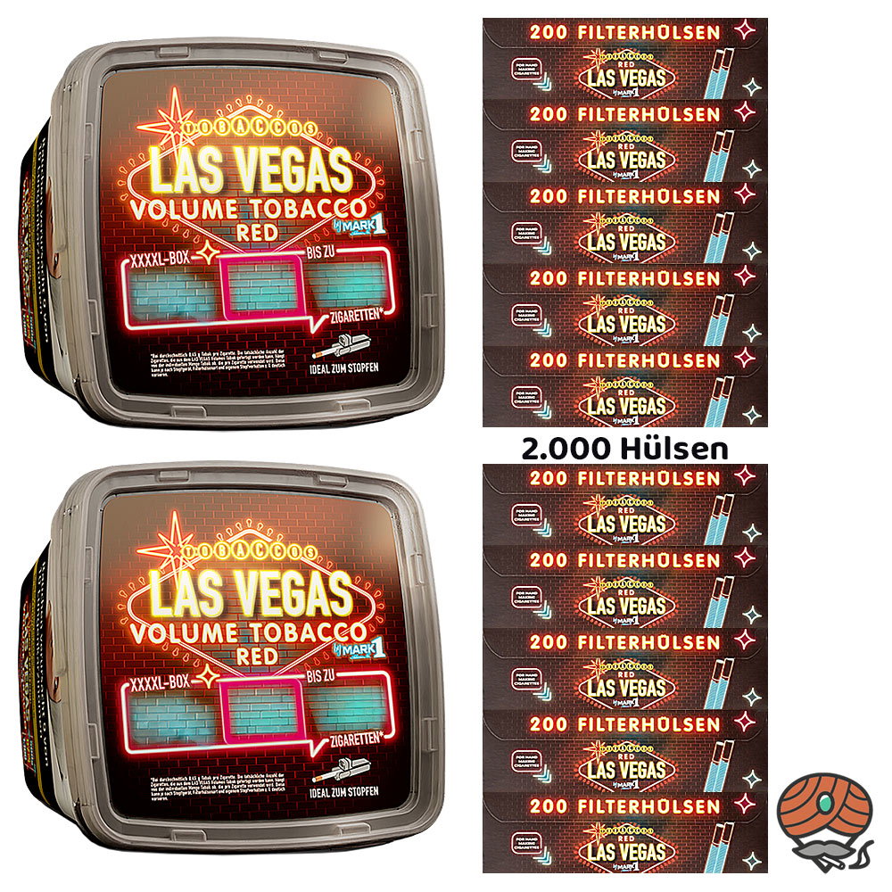 2x LAS VEGAS RED Volumentabak XXXXL-Box à 500g, Hülsen