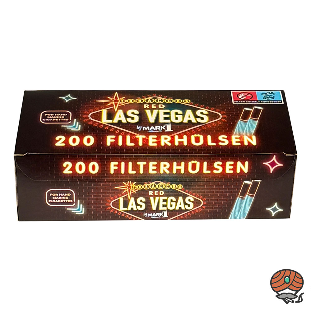 2x LAS VEGAS RED Volumentabak XXL-Beutel à 250g, Hülsen, Ascher, Feuerzeuge, Box