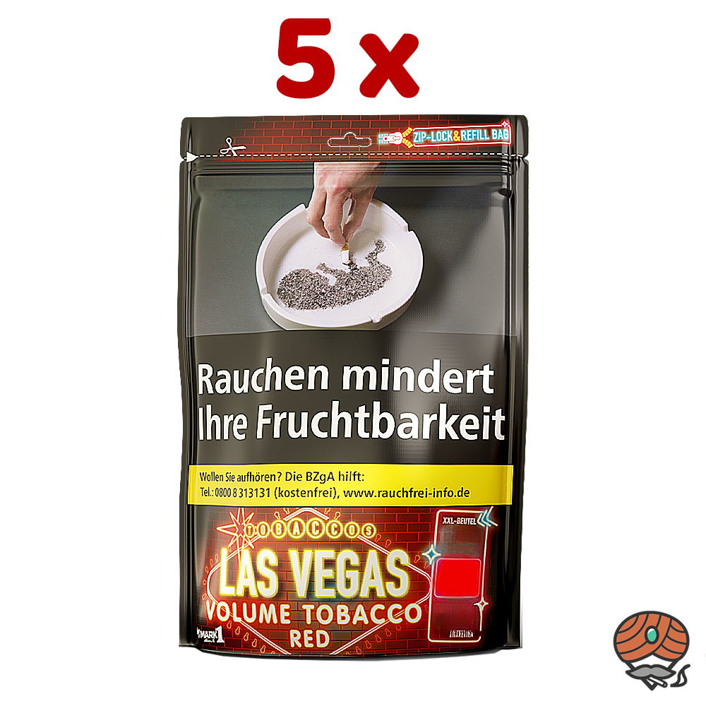 5x LAS VEGAS RED Volumentabak XXL-Beutel à 250g