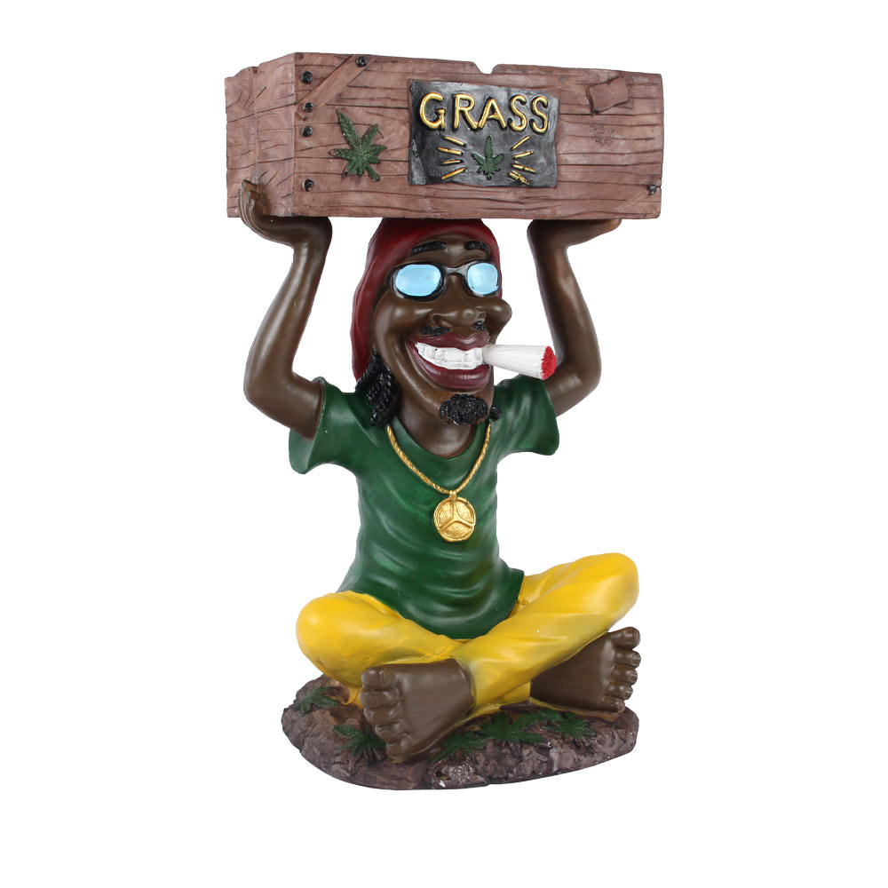 Aschenbecher Rasta sitzend mit Grass Kiste, 44,5 cm