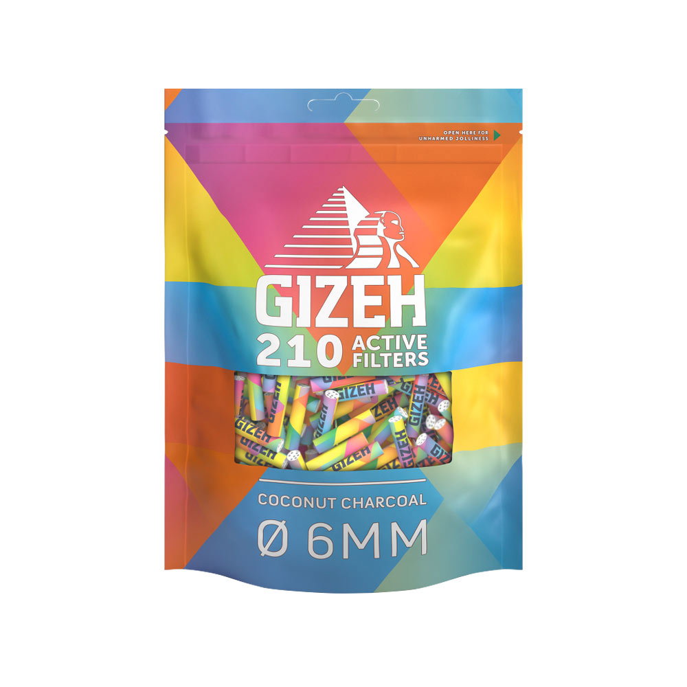Gizeh Active Filter 6mm RAINBOW Aktivkohle mit Kokoskohle - Pack à 210 Stück