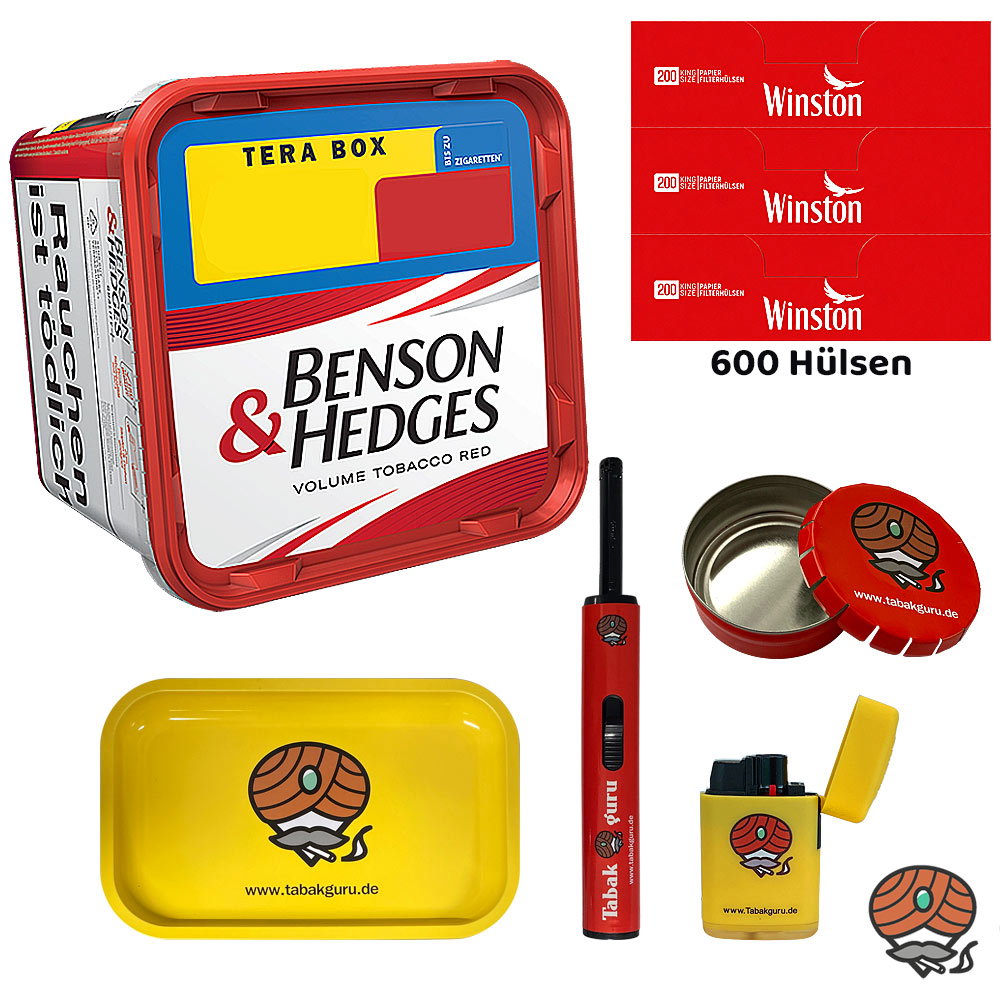 Benson & Hedges Red Volumentabak Tera Box 315g, Winston Hülsen, Tablett, Ascher, Feuerzeuge