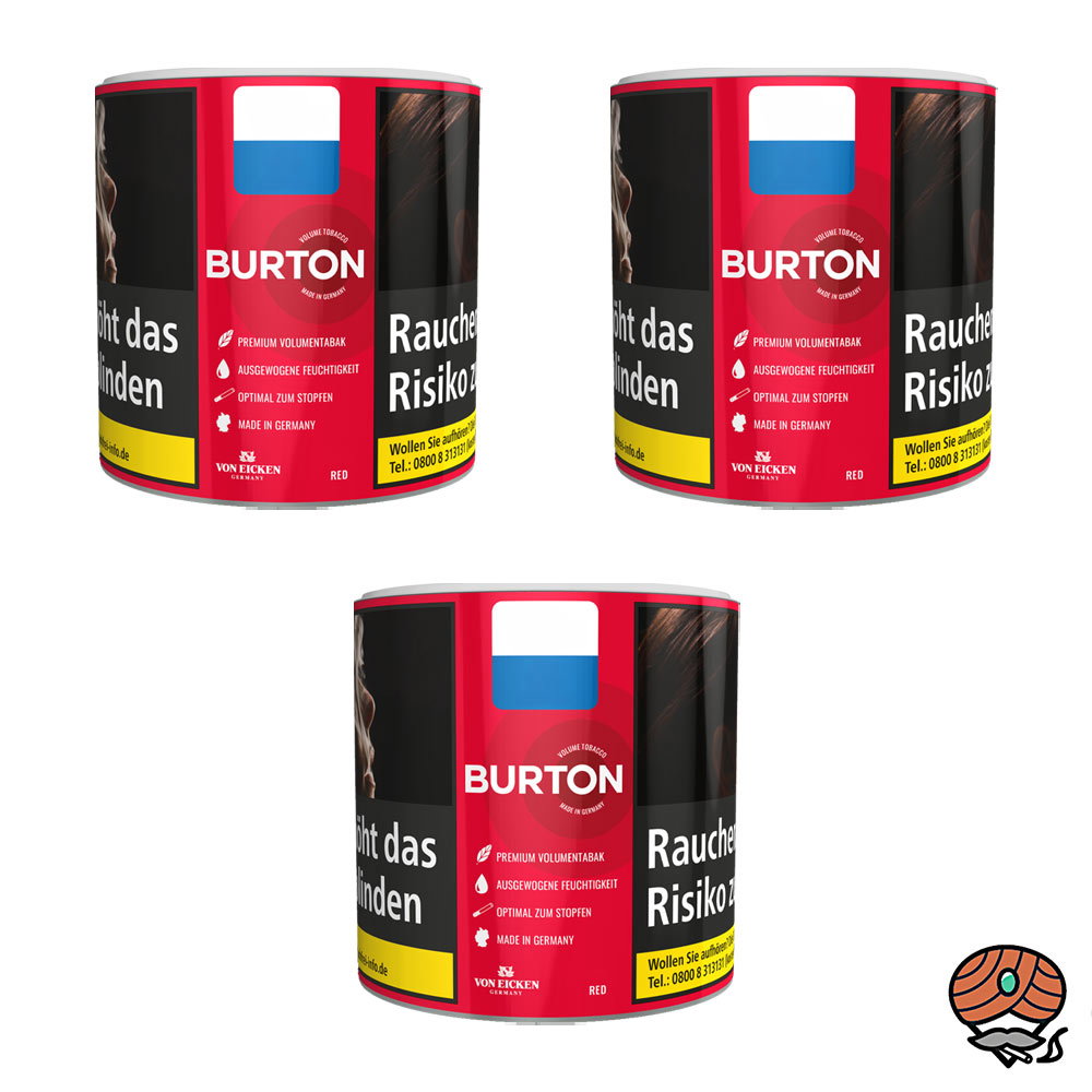 3x Burton Red / Rot Volumentabak Dose à 39g