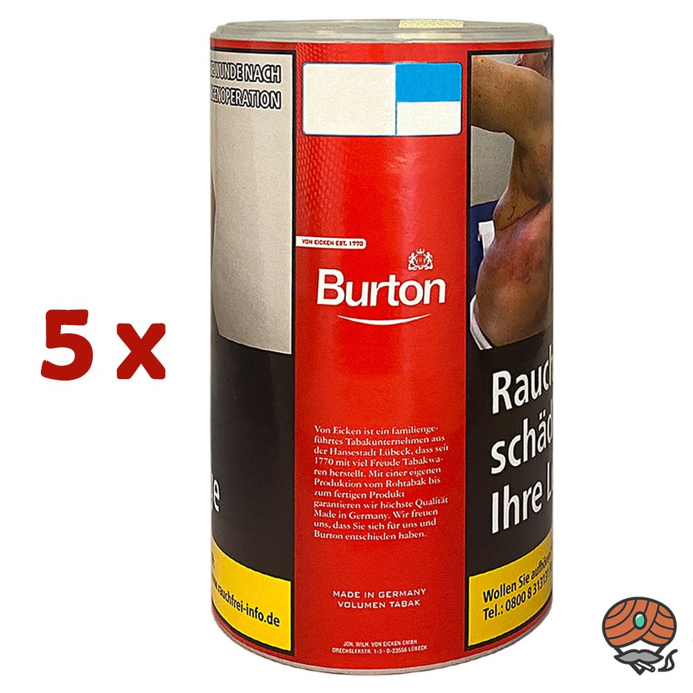 5x Burton Red / Rot Volumentabak XXL Dose à 85g
