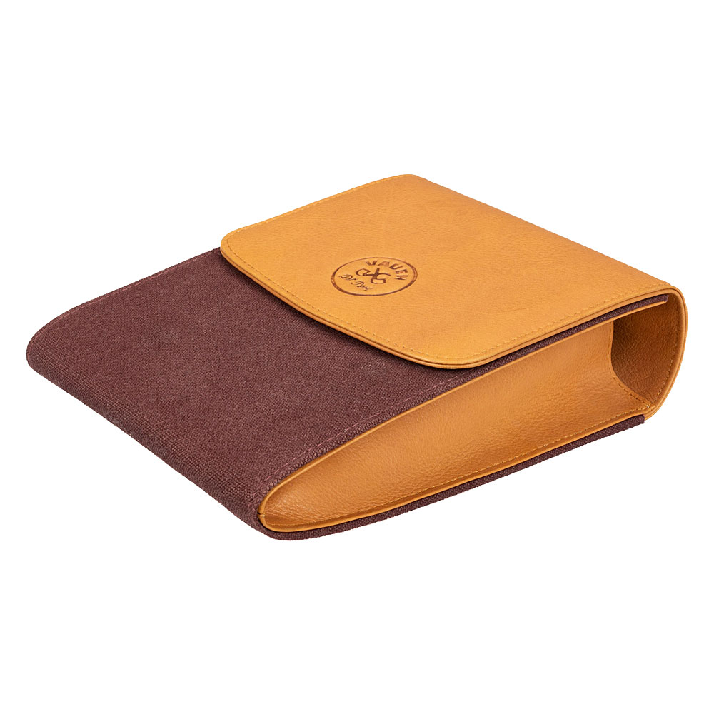 VAUEN Pfeifentasche Easy (641), Brown (Leder mit braunem Canvas), mit Magnetverschluss
