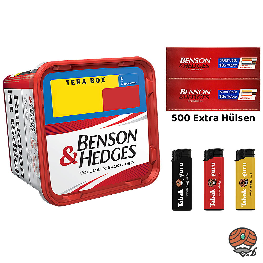 Benson & Hedges Red Volumentabak Tera Box 315g, Extra Hülsen, Feuerzeuge