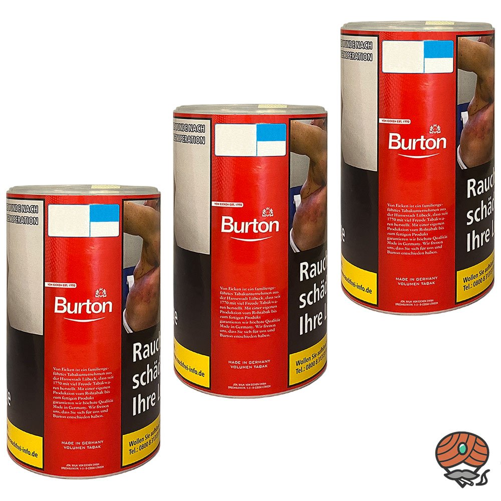 3x Burton Red / Rot Volumentabak XXL Dose à 85g