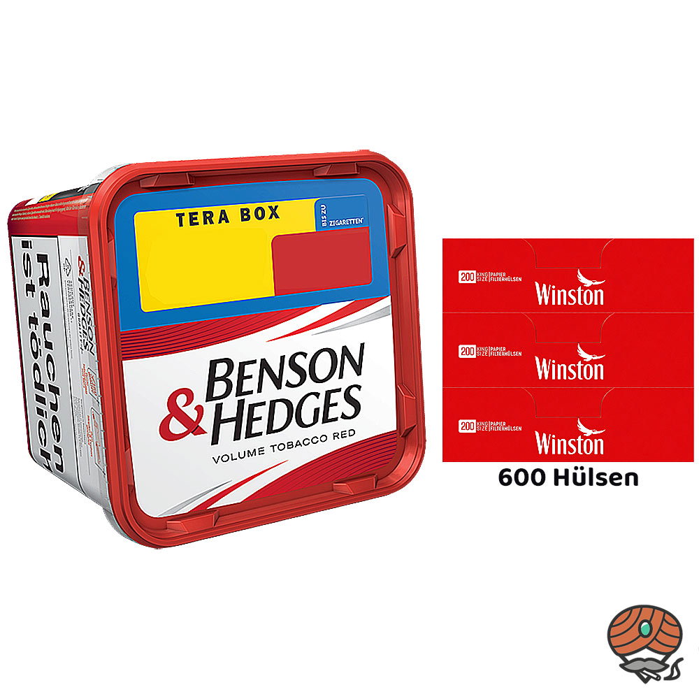 Benson & Hedges Red Volumentabak Tera Box 315g, Winston Hülsen