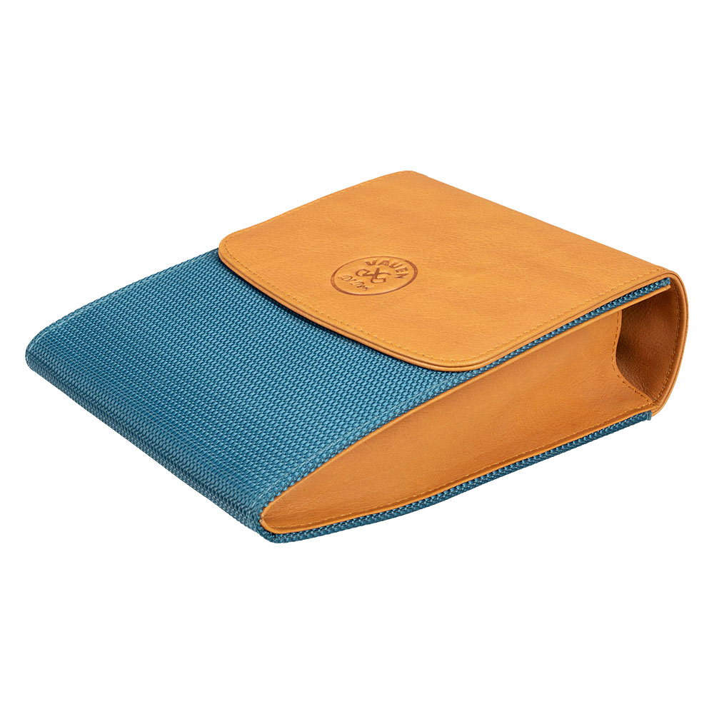 VAUEN Pfeifentasche Easy (642), Blue (Leder mit blauem Nylon), mit Magnetverschluss