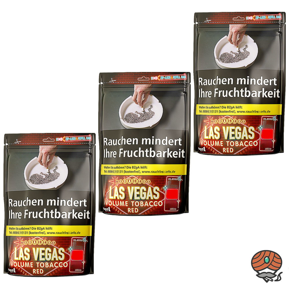 3x LAS VEGAS RED Volumentabak XXL-Beutel à 250g