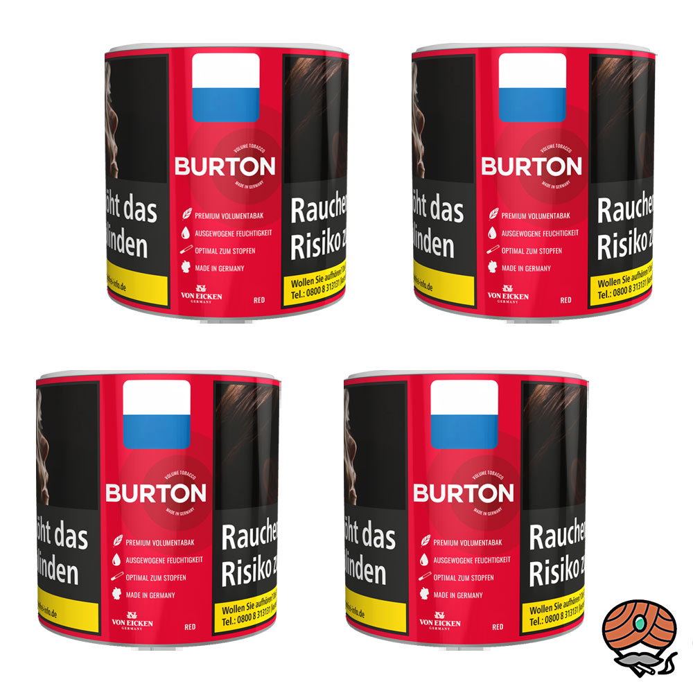 4x Burton Red / Rot Volumentabak Dose à 39g